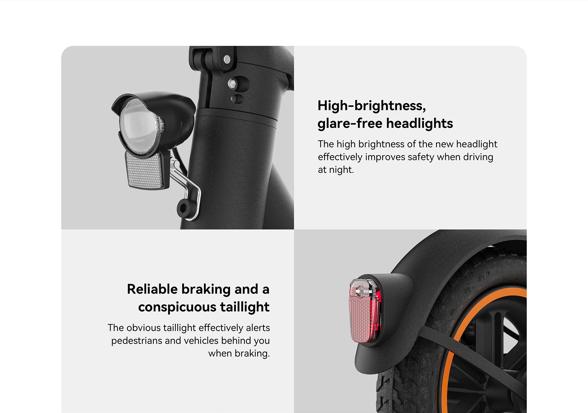 Kingsong E1 electric scooter with headlight and rear braking taillight