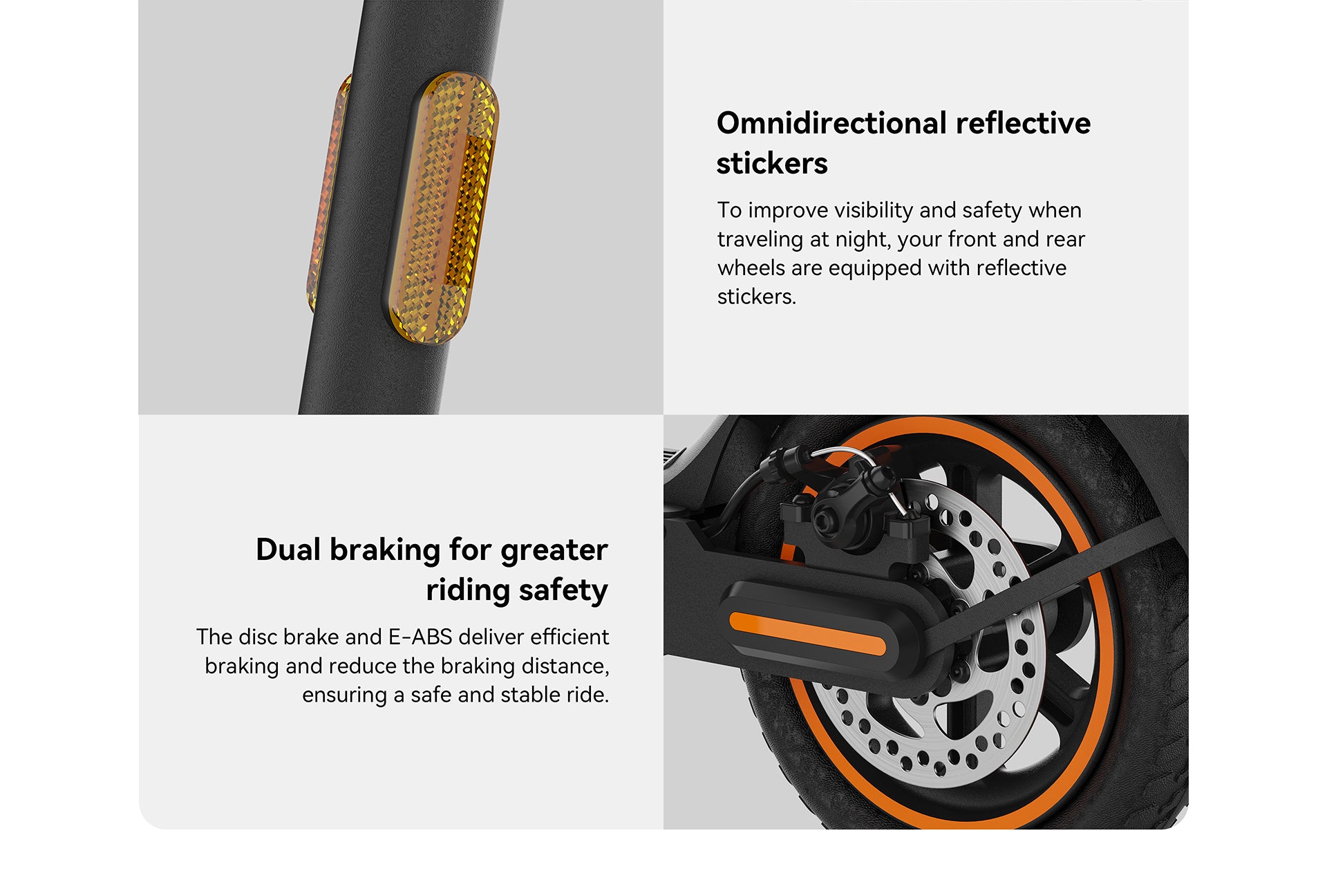 Kingsong E1 electric scooter rear drum brake and E-ABS system for safety